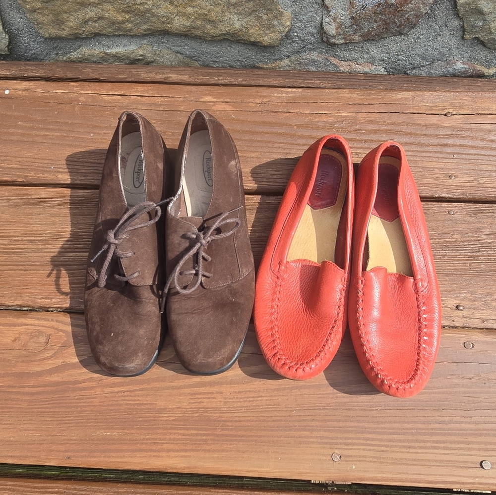 *Bundle Deal*- Rockport-  Women's- Brown Suade Loafers- Red Leather Flats- 6M